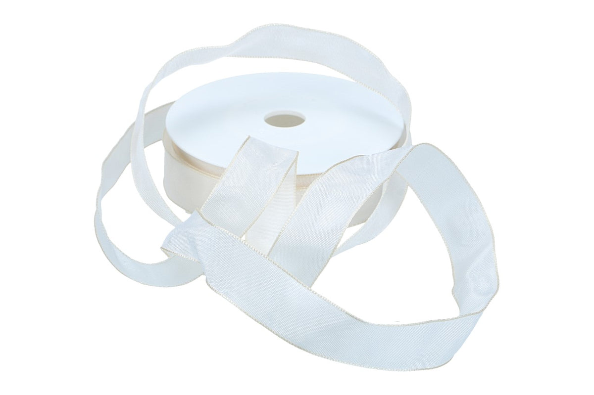 Formb. Drahtkantenband 25mm, 25m, creme
