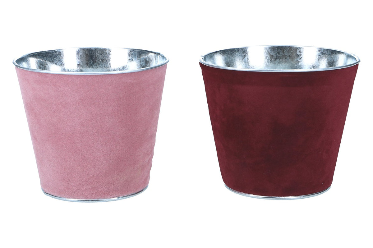 Zink Topf mit Samt Ø11,5cm Höhe 10cm