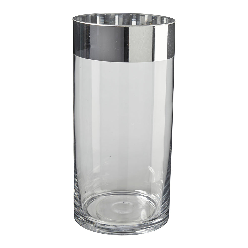 Vase mit Rand in silber, gerade
