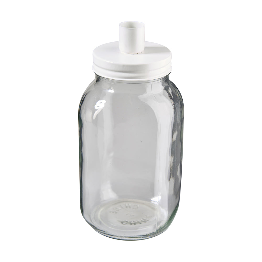 Glas mit Stabkerzenhalter D9,7cm H20,3cm