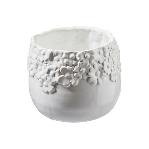 Übertopf mit Blumenrand, D12,5cm H10,5cm