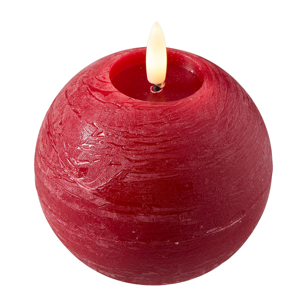LED Echtwachskerze Kugel, frosted