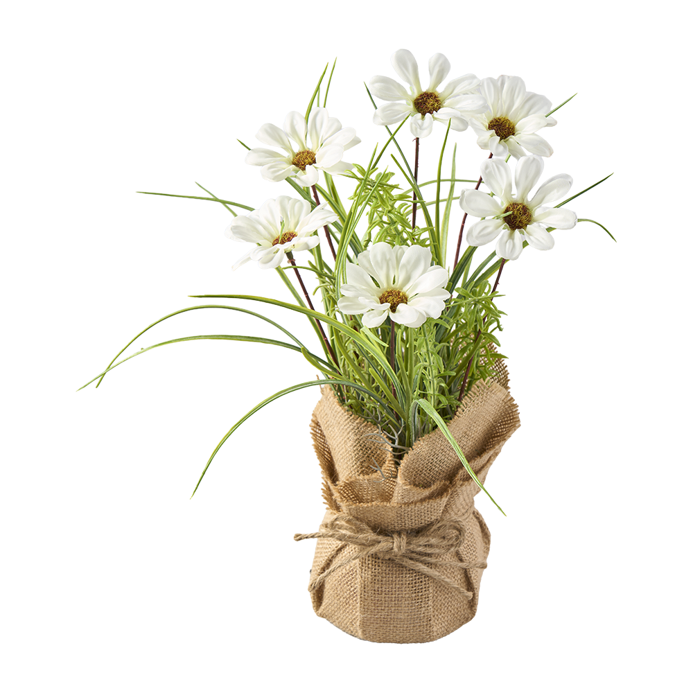 Blüten in Jutesack D10cm H36cm
