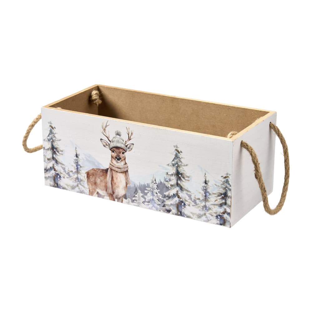 Holzbox mit Griffen aus Jute 10x25cm