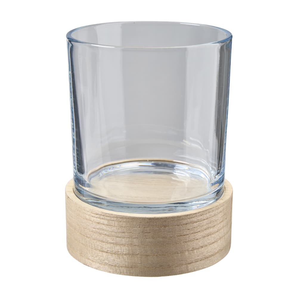 Holzbase mit Glas drehend D16,5 H6,5cm