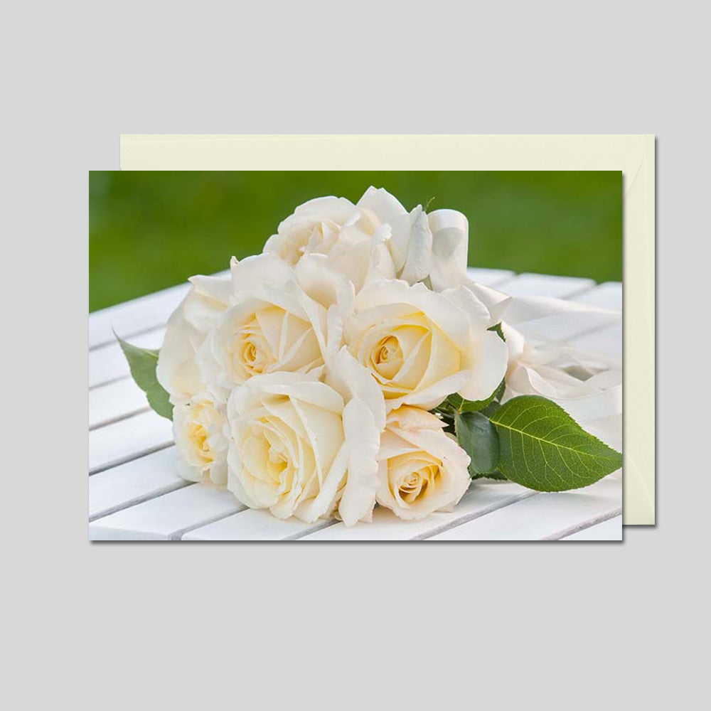 Weiße Rosen, 11,5 x 17cm, Ve. 5 Stück