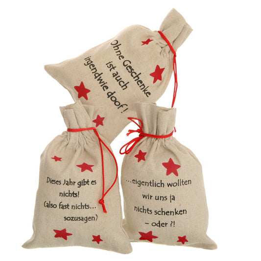 Geschenkbeutel mit Spruch, 3fach sortier
