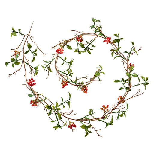 Beeren Girlande mit Blätter, 140cm