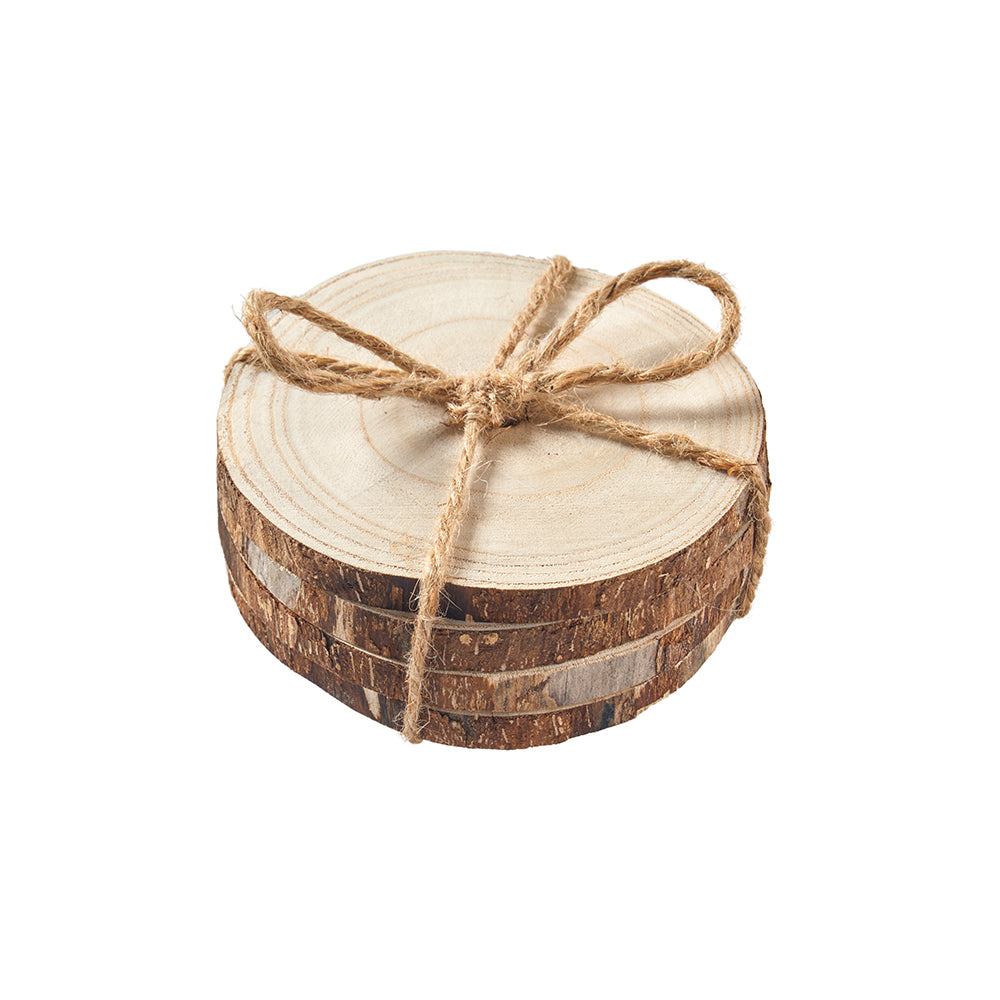 Holzscheibenbund mit Jutefaden, Ve. 4Stk