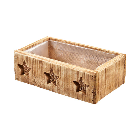 Box aus Holz mit Sternen, rechteckig