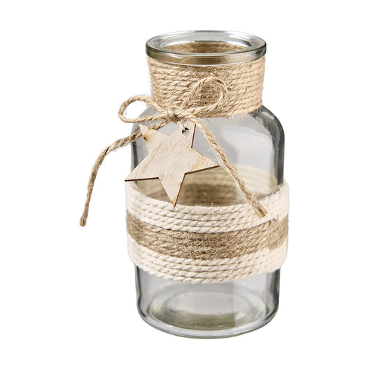 Glasflasche mit Deko D7cm H14cm