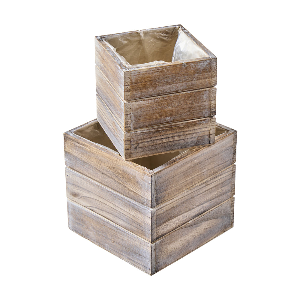 Box aus Holz, Ve. 1 Set 2er, 16x16 H15cm