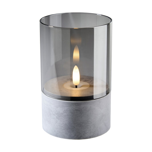 LED Kerze grau D7,5cm H12,5cm