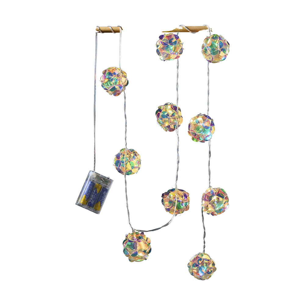 LED irisierend Kugelgirlande 130cm