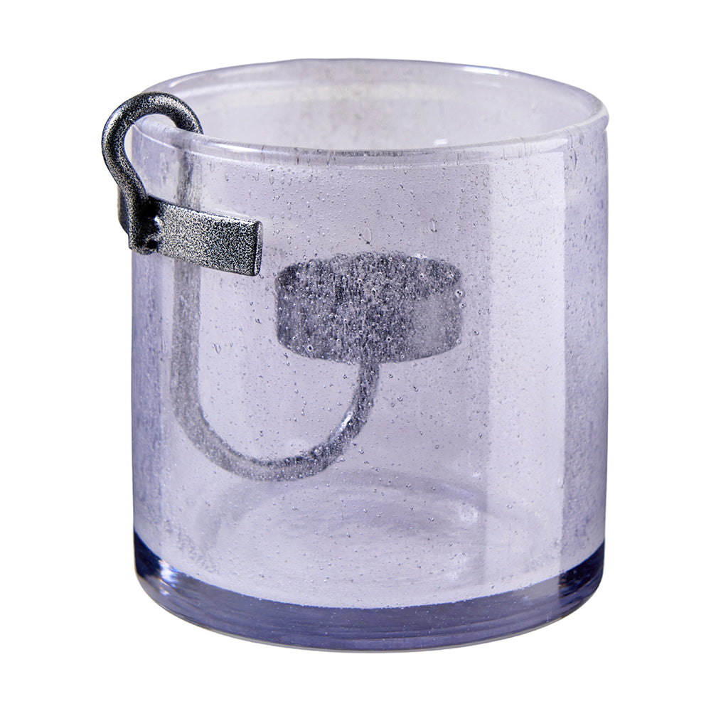 Teelichthalter mit Metalleinsatz, grau