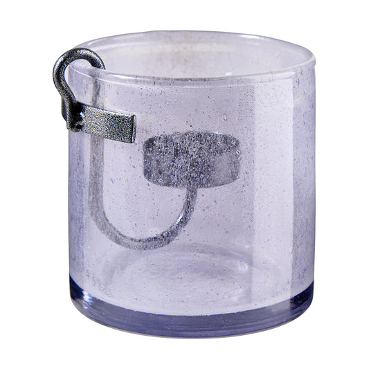 Teelichthalter mit Metalleinsatz, grau