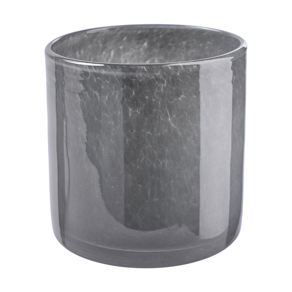 Teelichtglas grau, D12cm H12cm