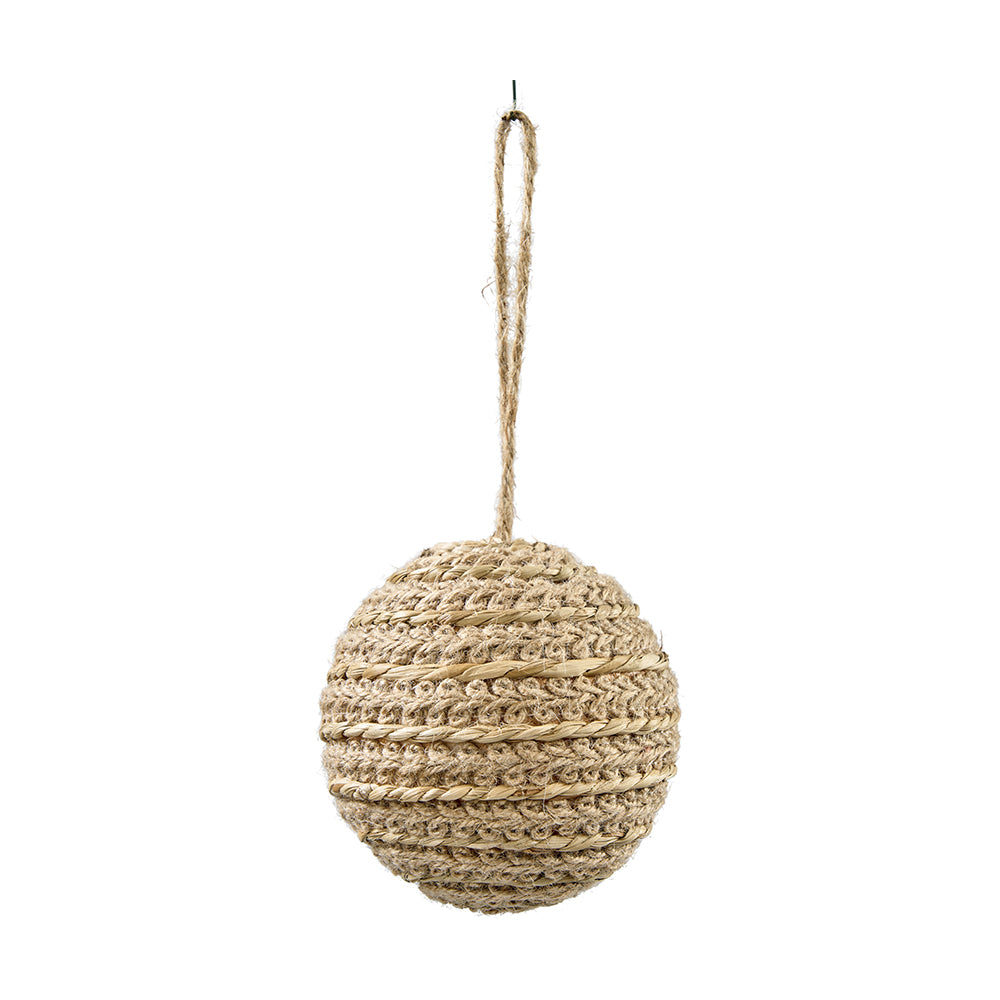 Weihnachtsbaumkugel aus Jute D10cm