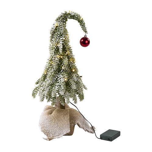 Tannenbaum beschneit in Jute mit LED
