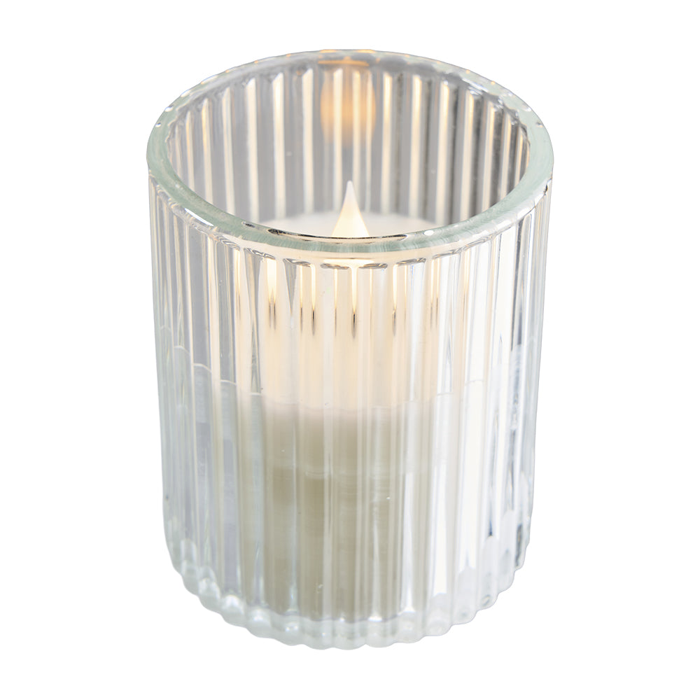 LED Echtwachskerze im Glas D8,8 H10,5cm