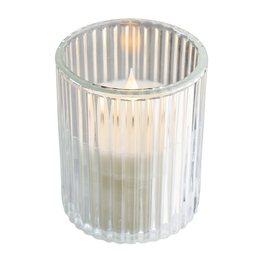 LED Echtwachskerze im Glas D8,8 H10,5cm