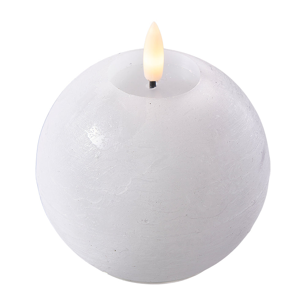 LED Kugel Echtwachskerze frosted