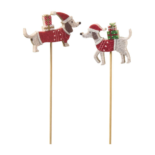 Stecker Hund mit Mütze und Geschenke