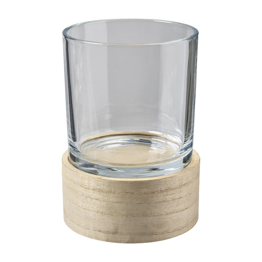 Holzbase drehend mit Glas D12,5 H6,5cm