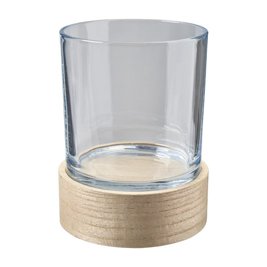 Holzbase mit Glas drehend D16,5 H6,5cm