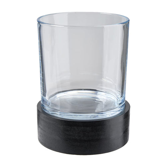Holzbase mit Glas drehend D16,5 H6,5cm
