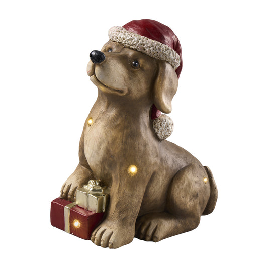 Hund mit Geschenk mit LED, Ve. 1 Stk