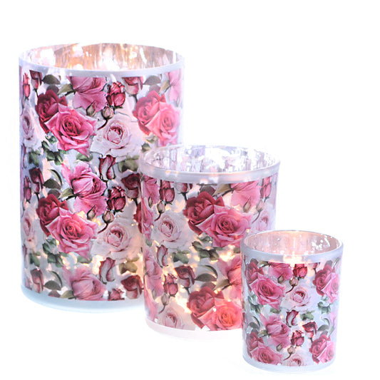 Teelichtglas "Rose" D7cm H8,5cm, Ve. 1St