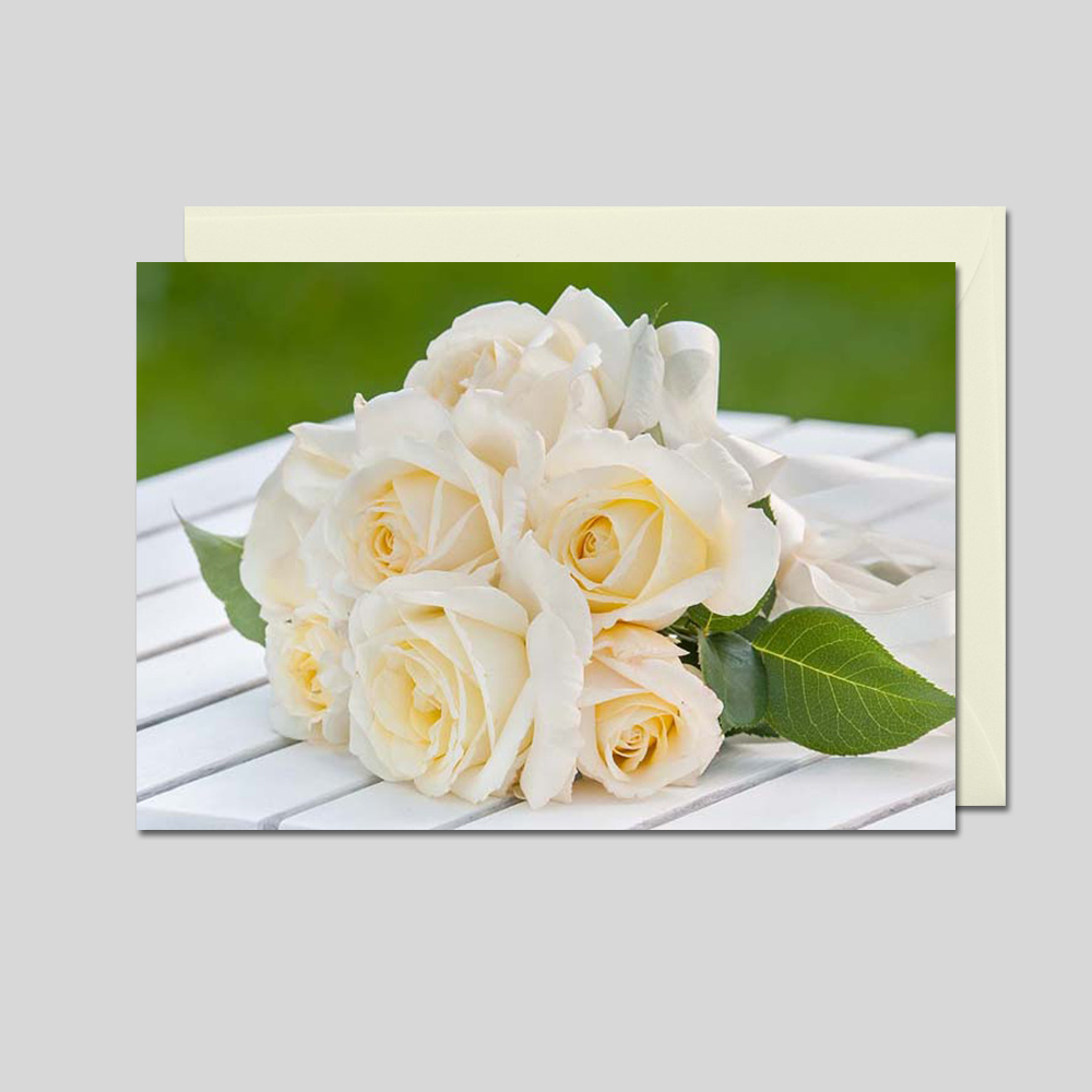 Weiße Rosen, 11,5 x 17cm, Ve. 5 Stück