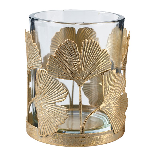 Teelichtglas mit Ginkgo Blatt, Ve. 1 (#153508000)