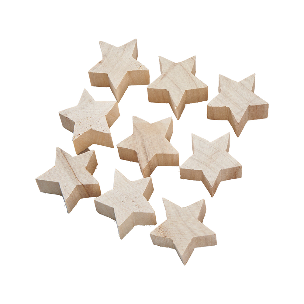 Sterne aus Holz im Box, D4cm, Ve. 18 Stk (#132034000)