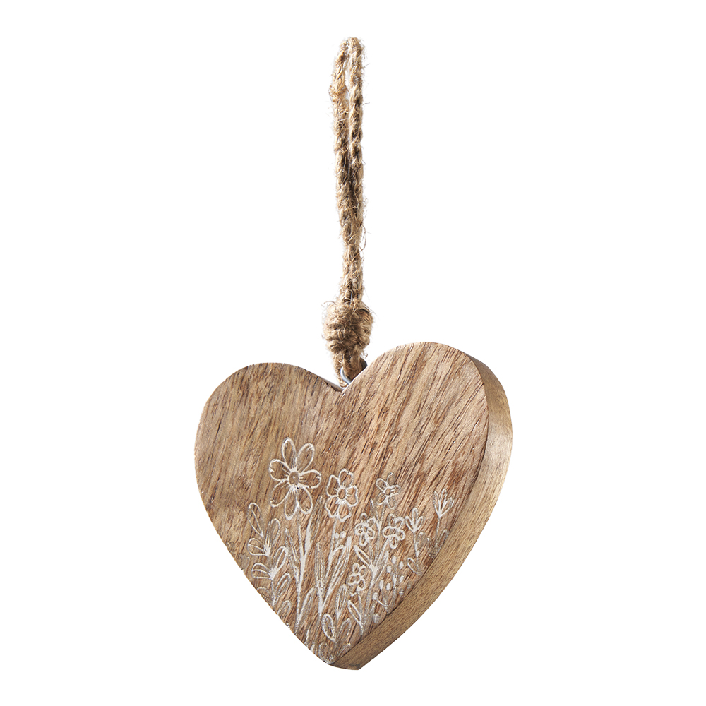 Herz aus Holz auf Juteband, Blumendruck (#132396000)